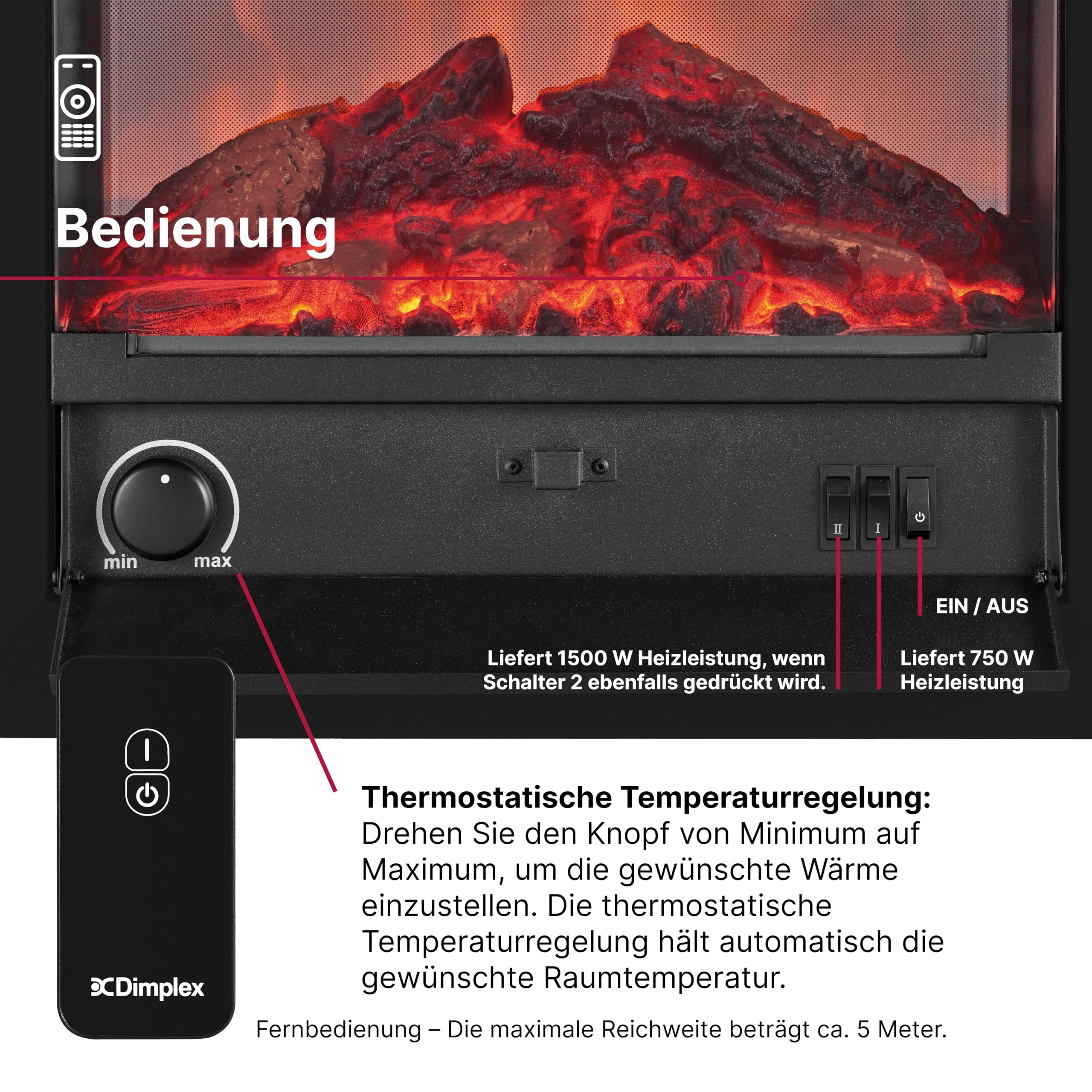 dimplex-optiflame-bellini-black-elektrokamin-mit-heizung-1500w image 7