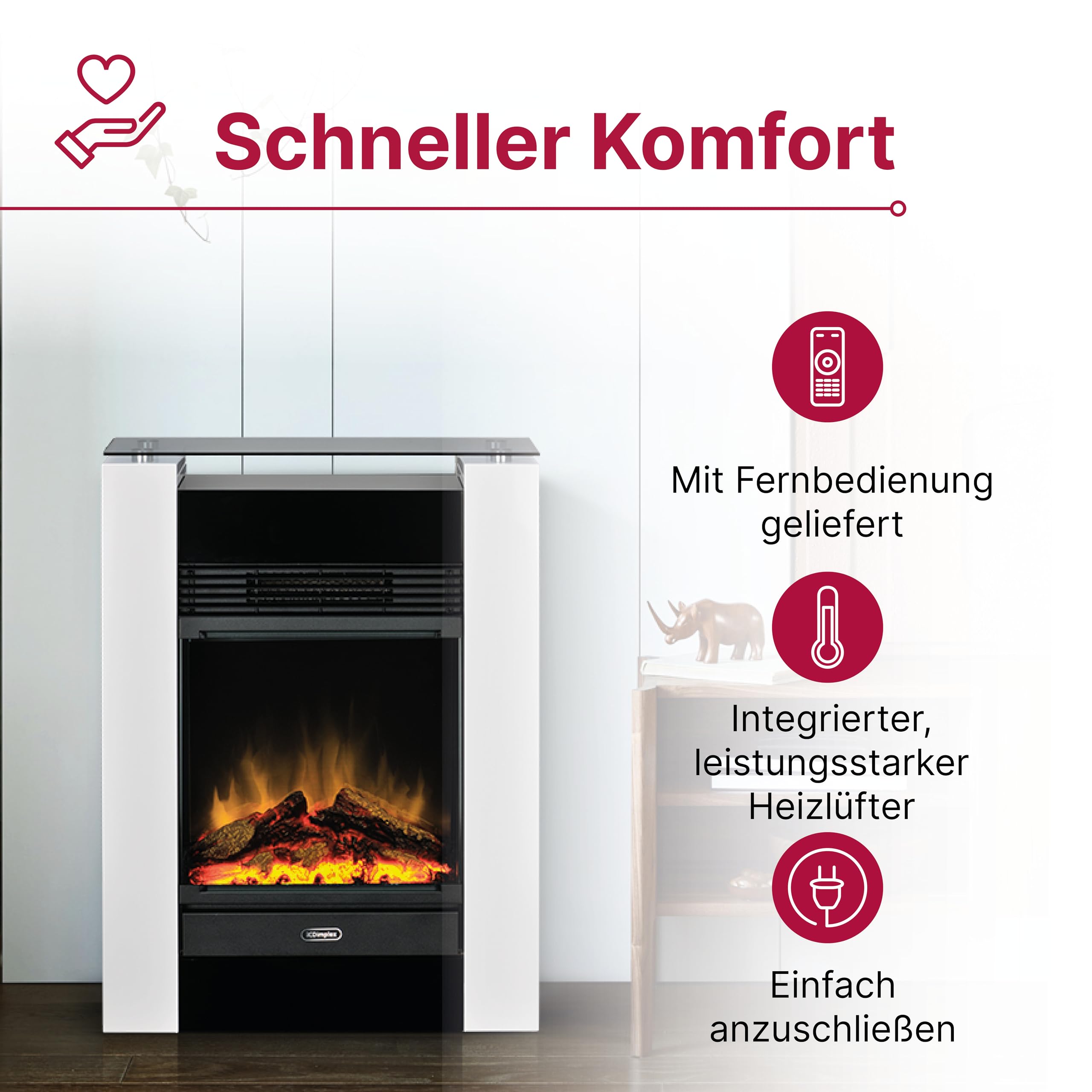 dimplex-gisella-elektrokamin-wei-freistehend-mit-heizung image 2
